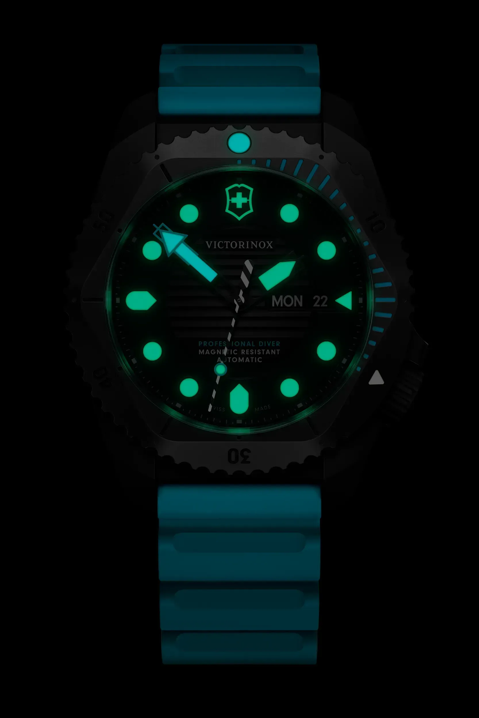 RELÓGIO VICTORINOX DIVE PRO TITÂNIO AUTOMÁTICO 43MM PULSEIRA DE SILICONE AZUL