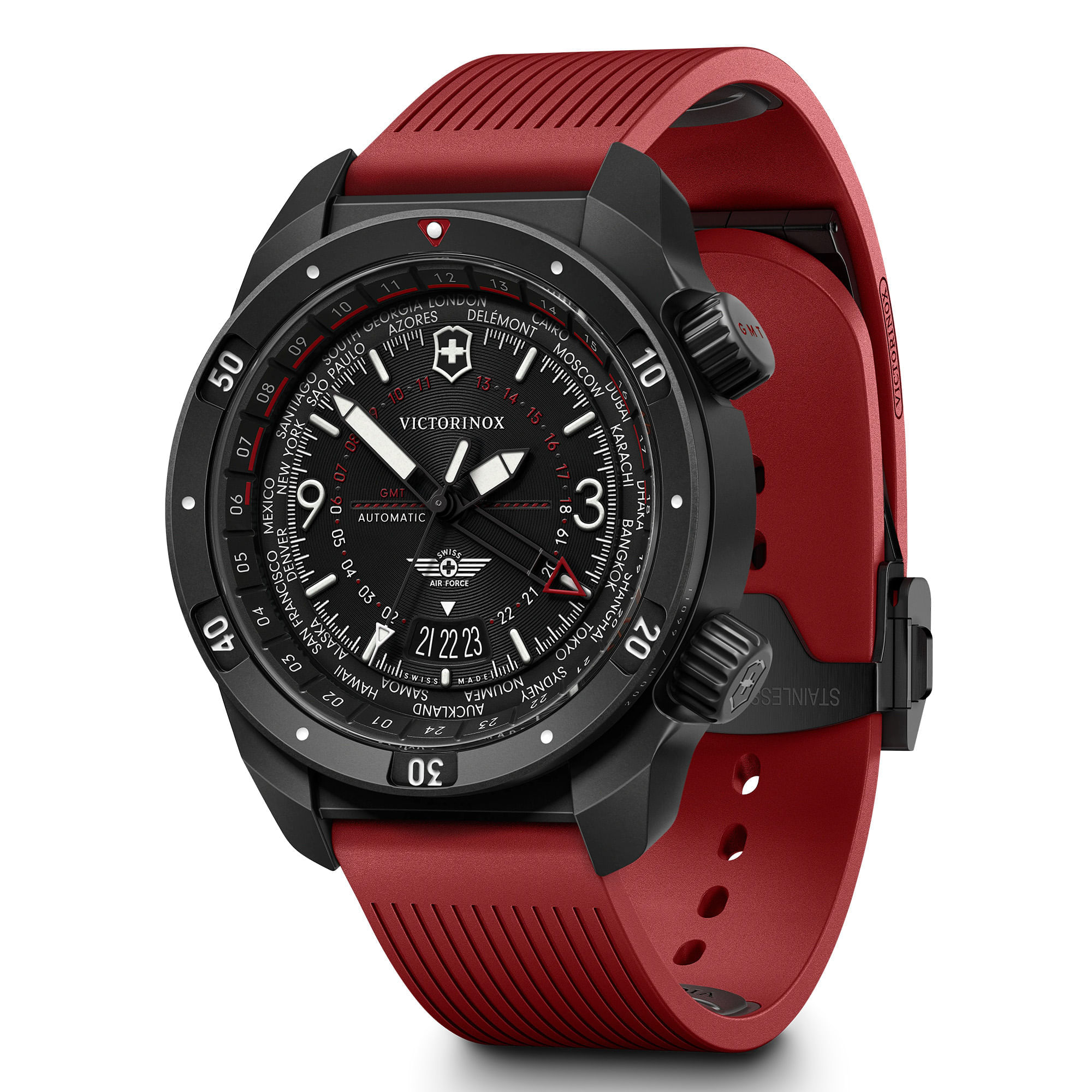 RELÓGIO VICTORINOX AIR PRO AUTOMÁTICO VERMELHO E PRETO